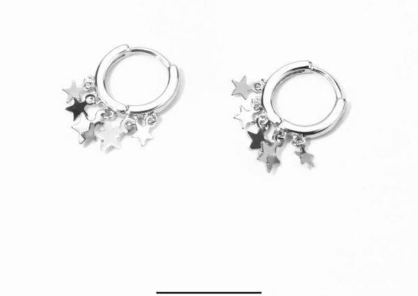 Silver hoops with stars - Image 3