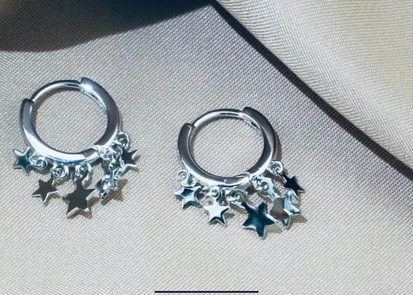 Silver hoops with stars - Image 2