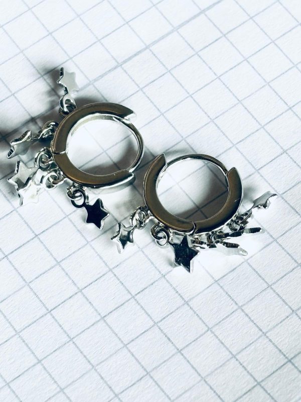 Silver hoops with stars - Image 4